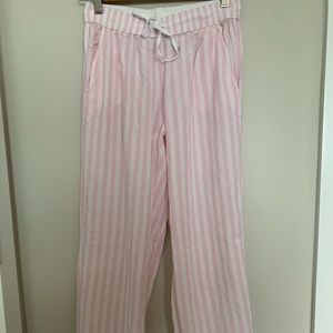 Pink and white stripped PJ pants